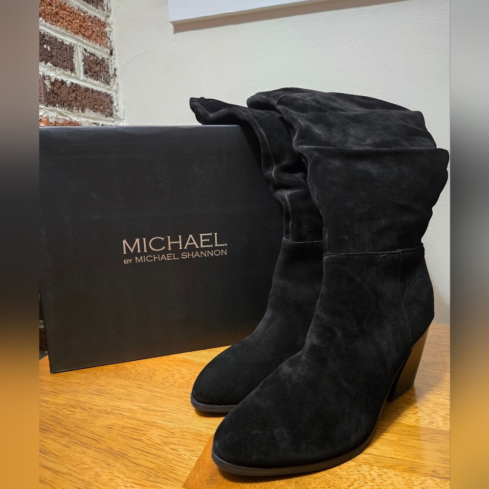 Michael by Michael Shannon Knee High Black Suede Millie Boots Size 8.5
